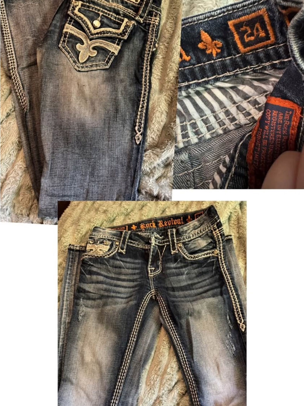 Rock Revival Women's Faded Blue Skinny Jeans with Embroidered Pockets